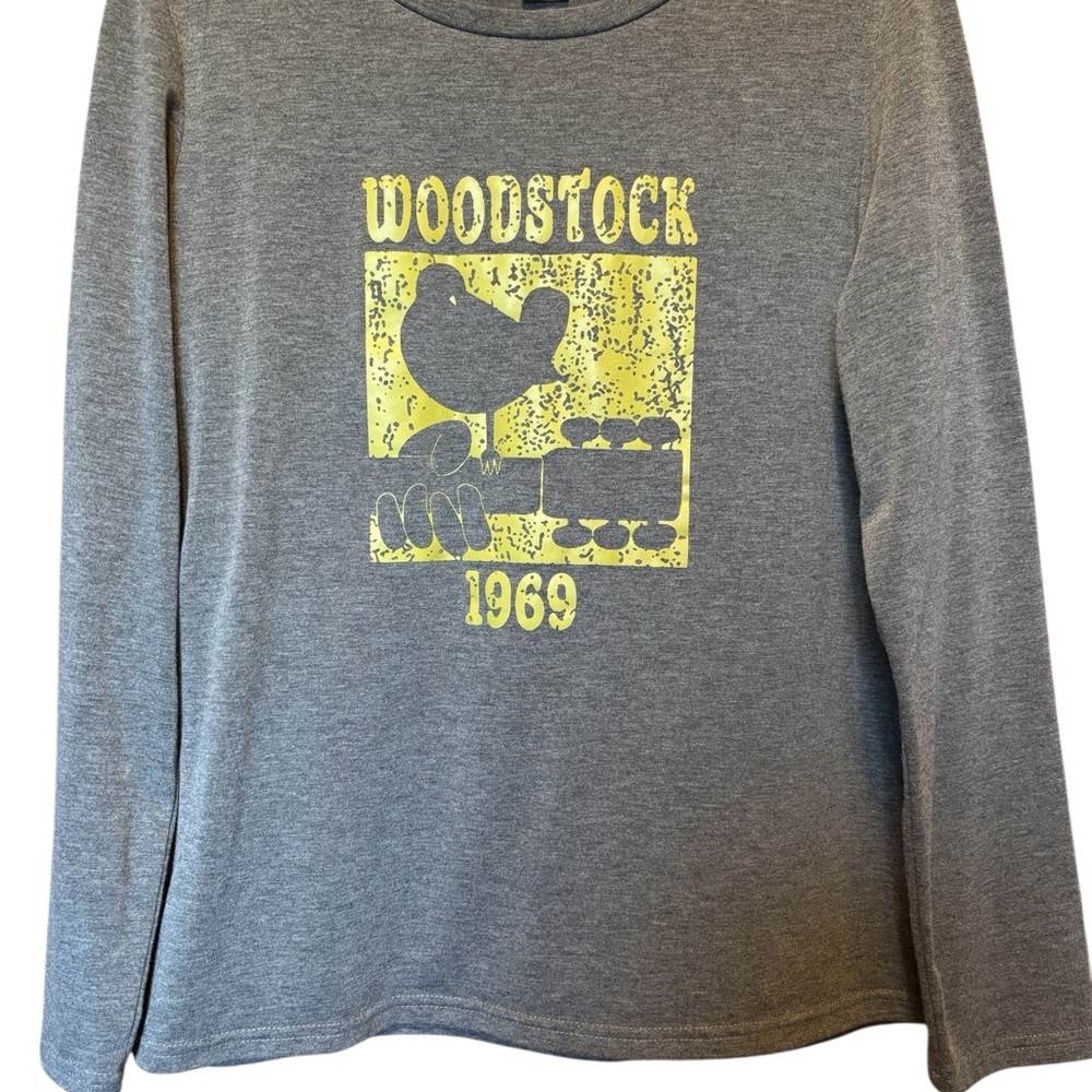 Woodstock Music Festival Women”s Gray Long Sleeve T-Shirt Size Large